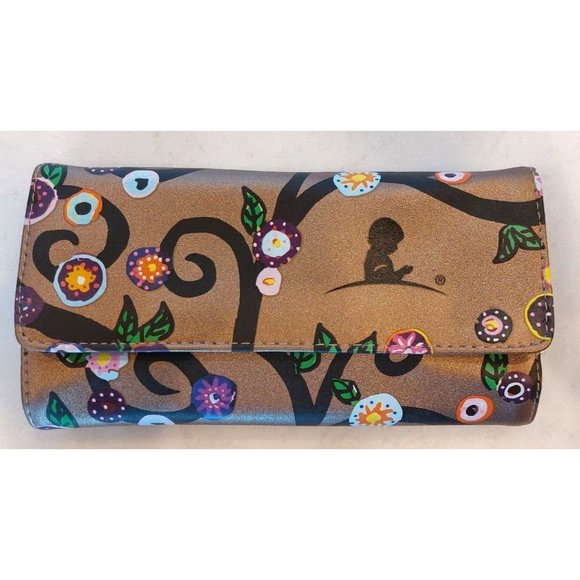 Handbags - St Jude Rose Metallic Gold Trifold‎ Travel Jewelry Case Pouch Flower Vine 4"X8"